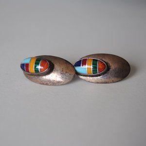 Antique Multicolored Oval Earrings
